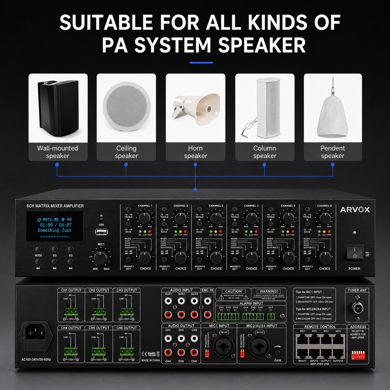 Power Mixer Amplifier 6CH main image 3